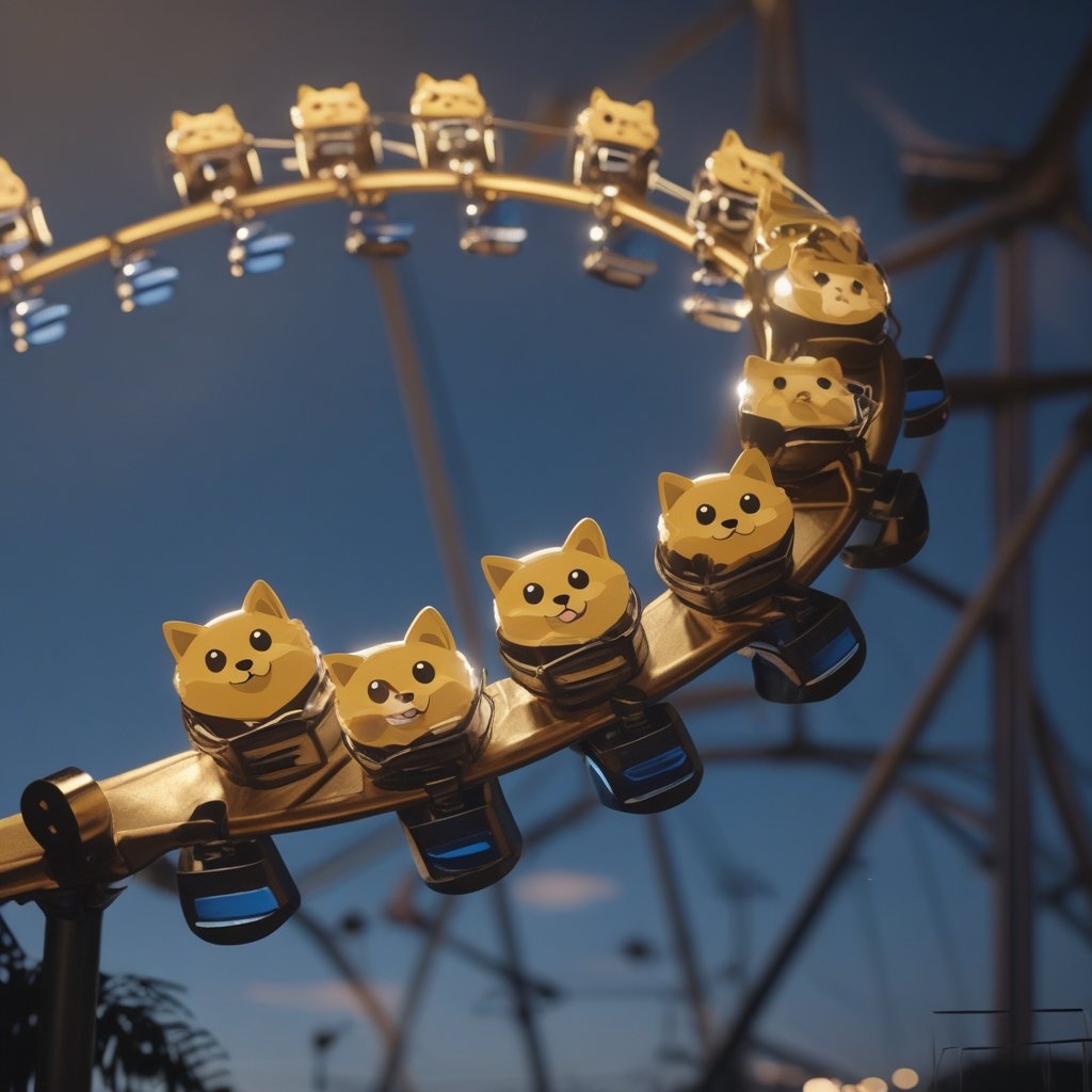 dogecoin: A rollercoaster representing the volatility of meme coin prices