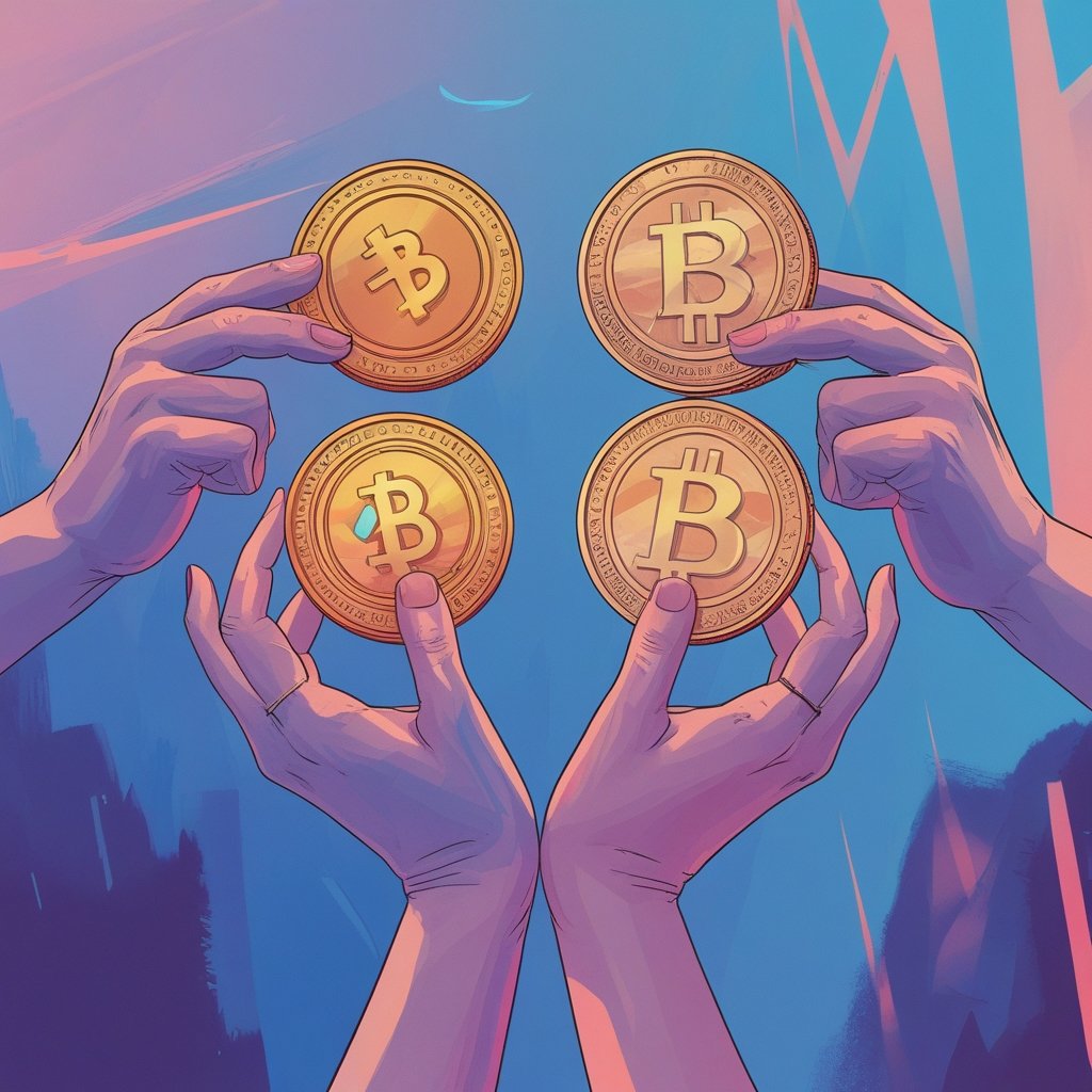 meme coins: hands holding up different meme coins